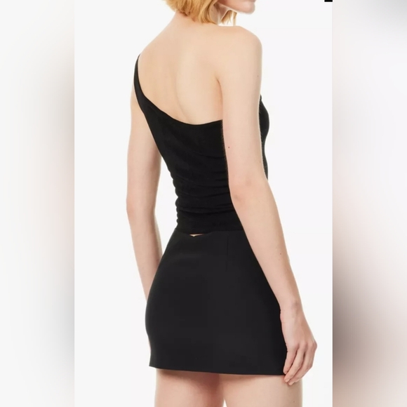 Reformation x Laura Harrier Black Maddie Knit One Shoulder Top - Picture 2 of 8